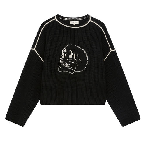 Women's Black Skull Knit...