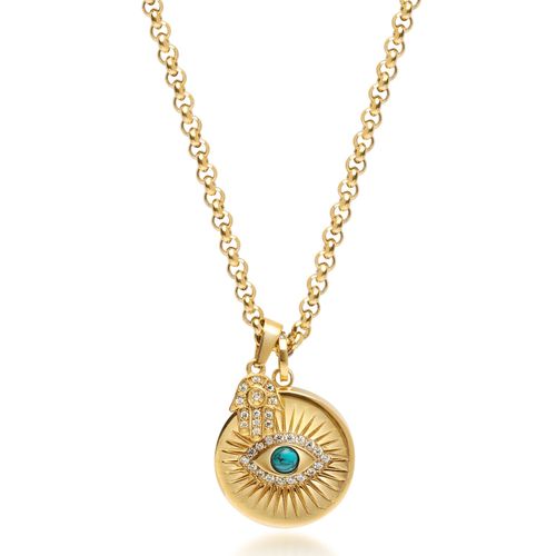 Gold Men's Evil Eye & Hamsa...