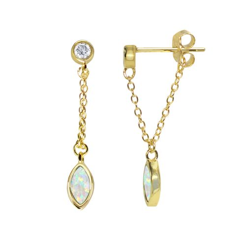 Women's Opal Earrings - White...