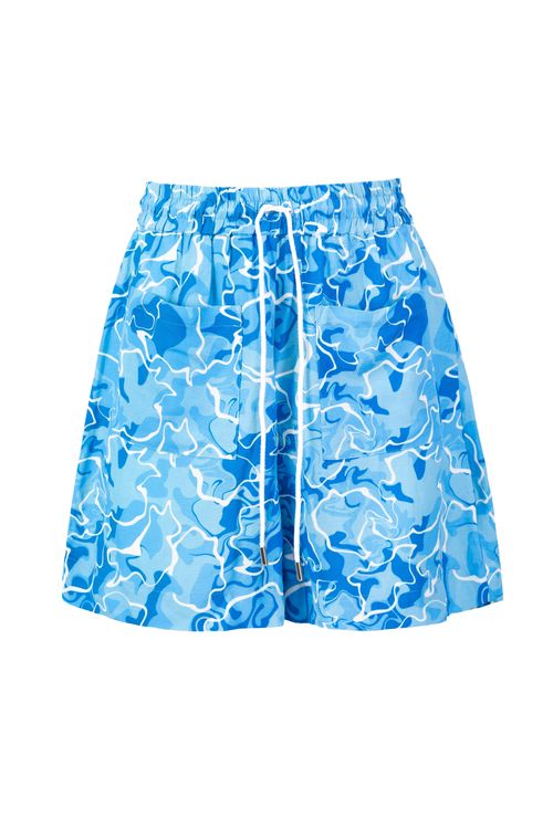 Blue High-Rise Shorts In Pool...