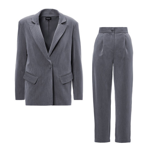 Grey Pinstripe Suit With...