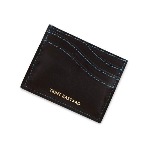 Men's Black Leather Wave Card...