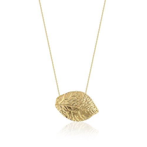 Women's Hammered Leaf Gold...