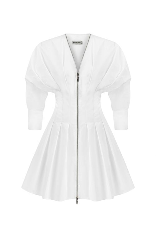 Women's White Zippered Dress...