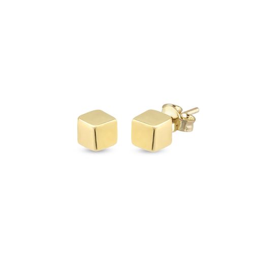 Women's Cube Stud Solid Gold...