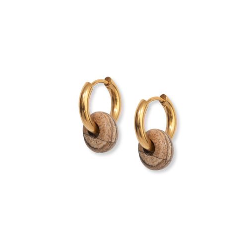 Women's Stone Hoops - Gold A...