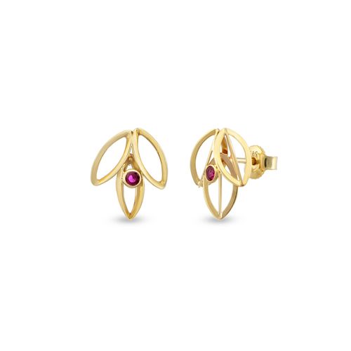 Women's Ruby Lotus Stud Gold...