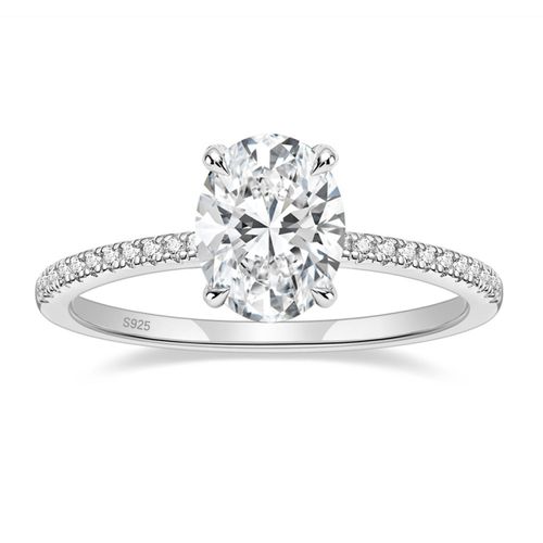 Women's Silver Oval Cut Pavè...