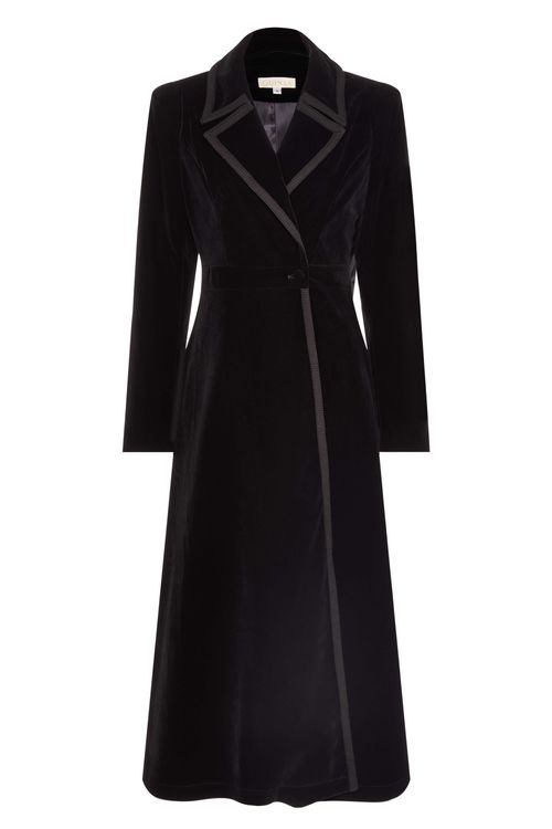 Women's Velvet Dress Coat -...