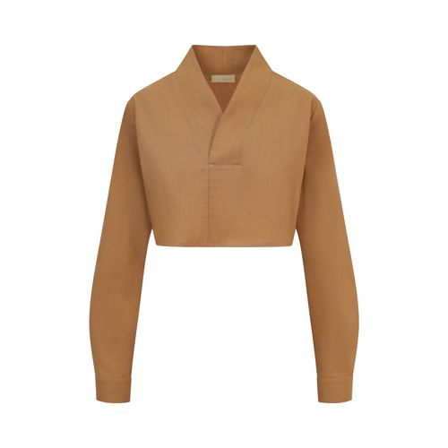 Women's Brown V-Collar Shirt...