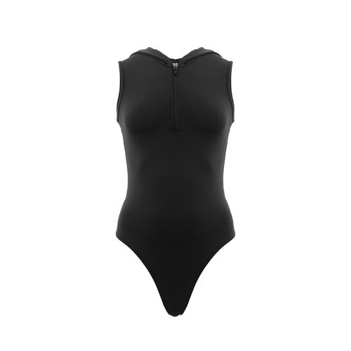 Women's Black Hooded Bodysuit...