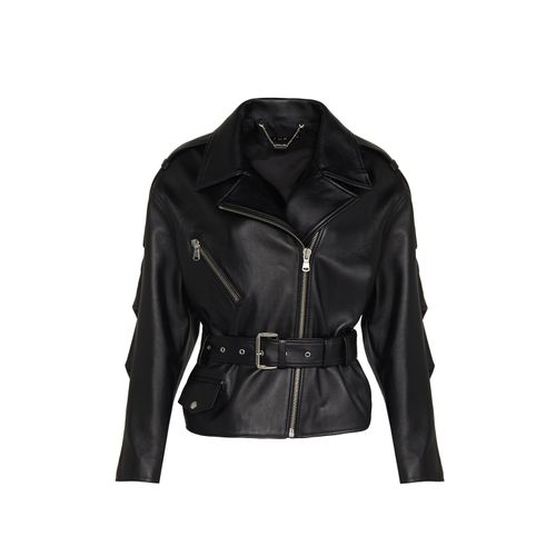 Women's Belted Biker Black...