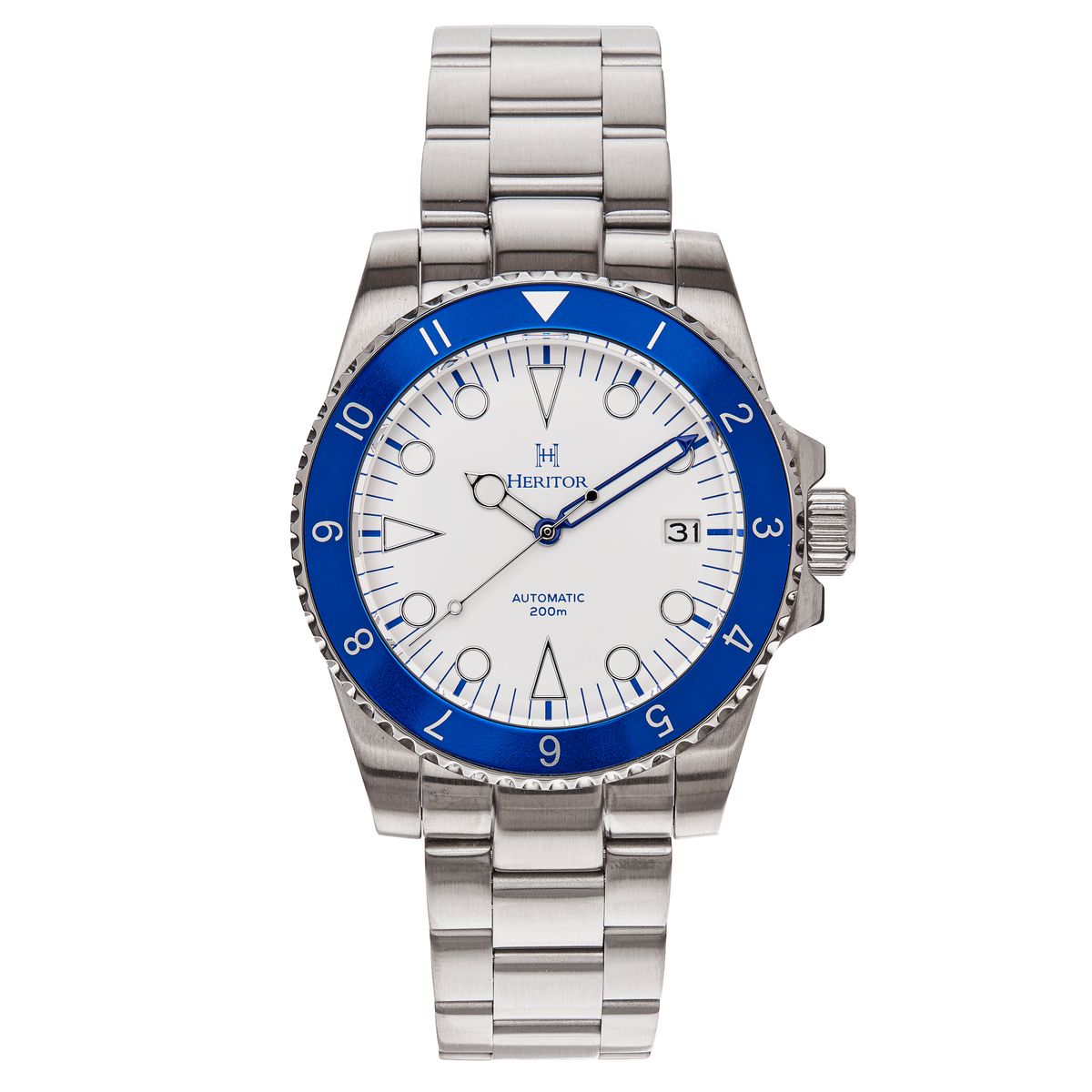 Men s Blue White Luciano Bracelet Watch With Date Blue White