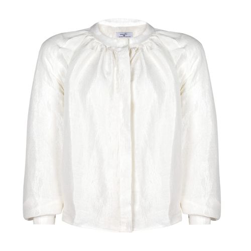 Women's White Ruched Silk...