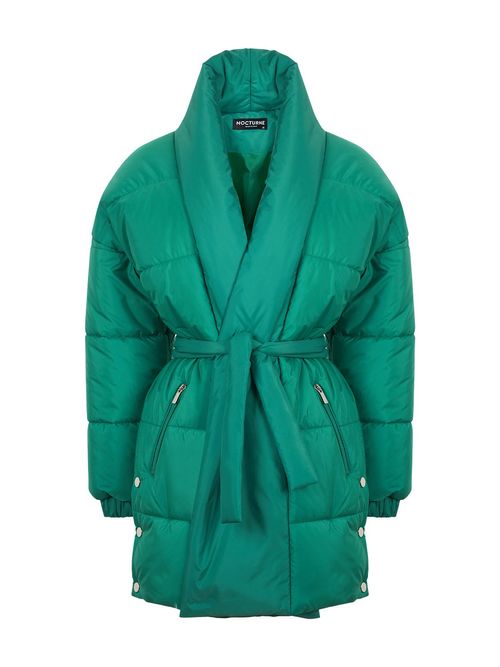 Women's Green Belted Puffer...