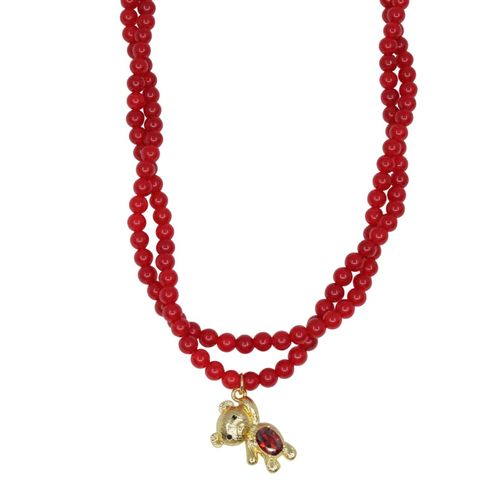 Women's Red Gemstone Bear...