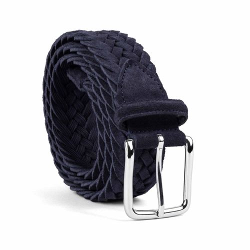 Men's Braided Suede Belt Blue...