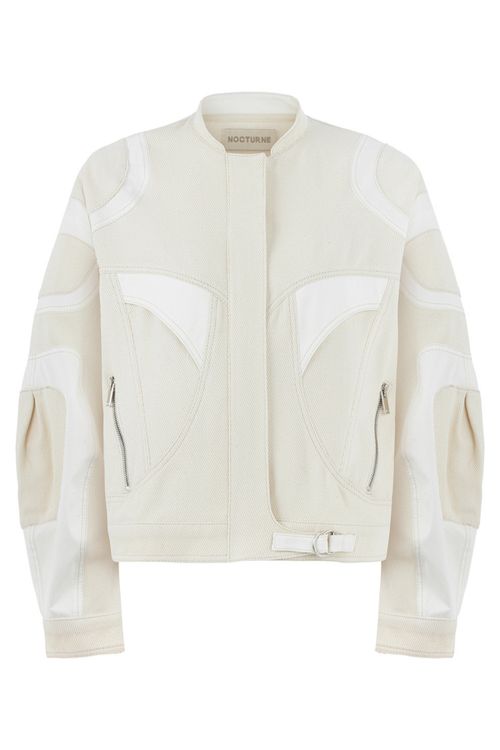 Women's White Trimmed Bomber...