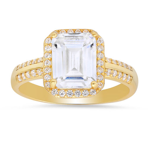 Women's Gold Emerald-Cut...