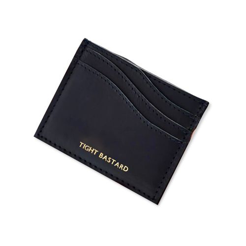 Men's Black Leather Wave Card...