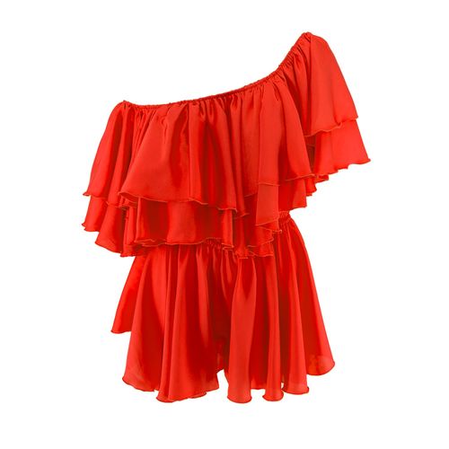 Women's Red Off-The-Shoulder...