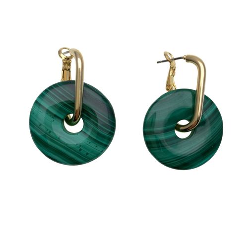 Women's Green Round Malachite...