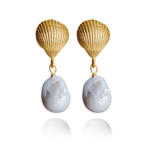 Women's Gold Seashell Baroque...