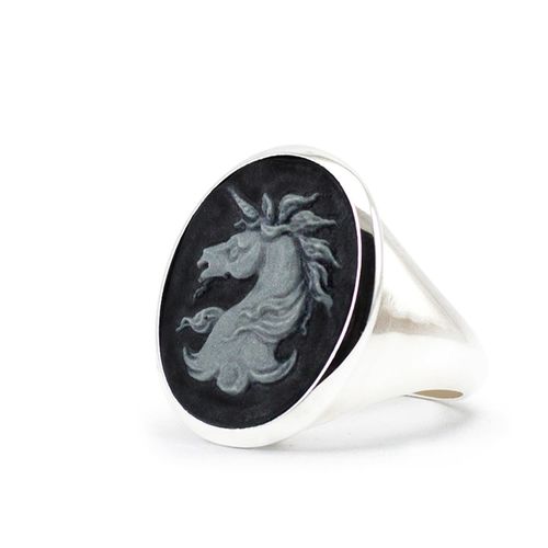 Men's Silver Unicorn Cameo...