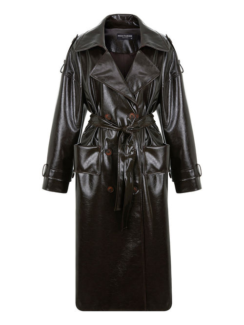 Women's Brown Belted Pleather...