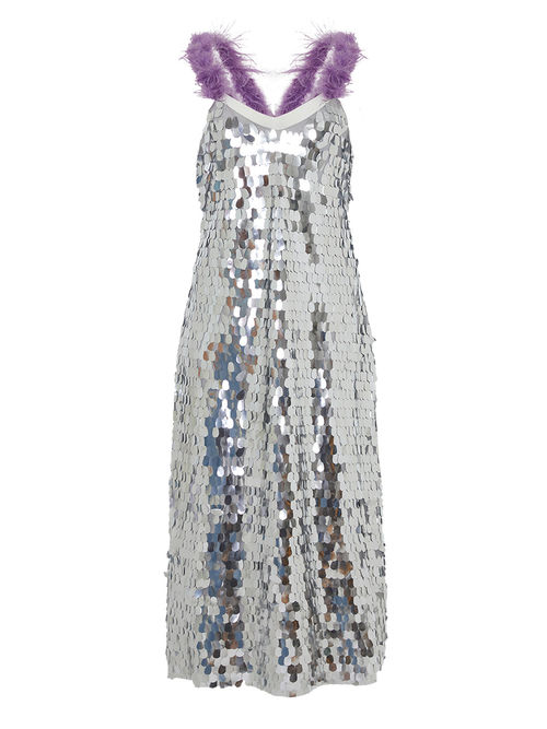 Women's Silver Sequined Long...