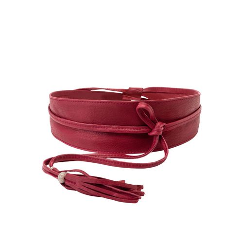 Women's Red Leather Obi Belt...