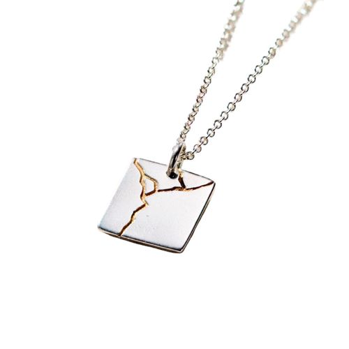 Men's Sterling Silver Square...