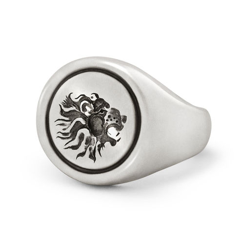 Men's Lion Signet Ring In...