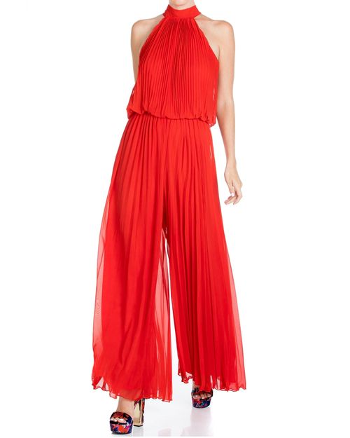 Women's Red Wild Orchid Pleat...