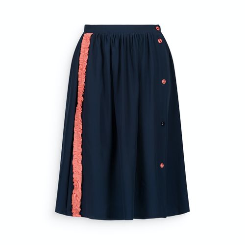 Women's Silk Midi Skirt Navy...