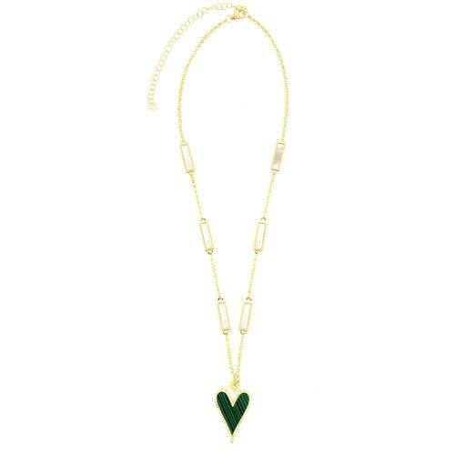 Women's Gold Malachite Heart...