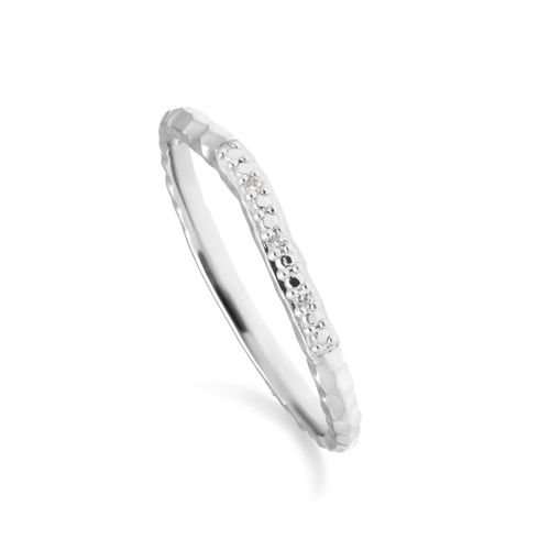 Women's Diamond Pavé Hammered...