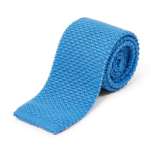 Men's Wool Knitted Tie - Blue...