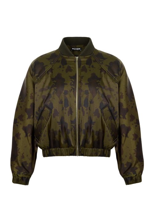 Women's Printed Satin Bomber...