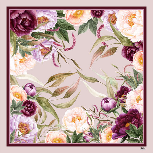 Women's Silk Scarf Peonies...