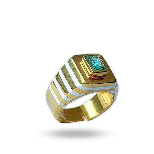 Women's Octagon Green Stone...