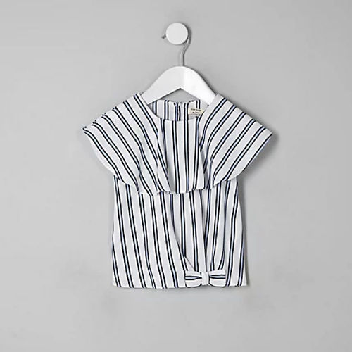 Mini girls White stripe frill...