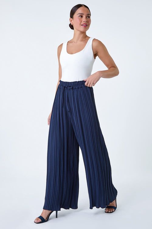 Petite Pleated Wide Leg...