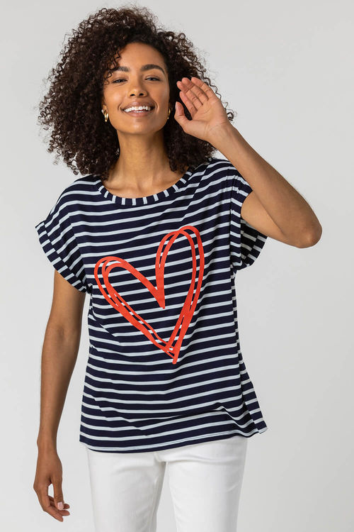 Roman Stripe Print Heart...