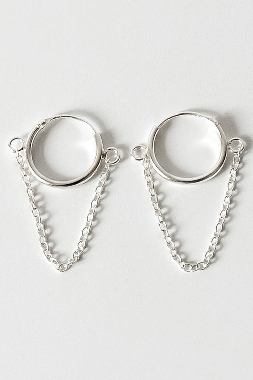 Hoop Chain Earring in Silver