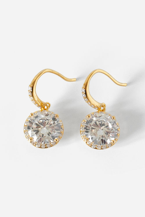 Diamante Drop Earrings in Gold