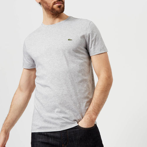 Lacoste Men\'s Crewneck Chine Grey £39.00 - Silver Cotton L T-Shirt - | - | Pima Port