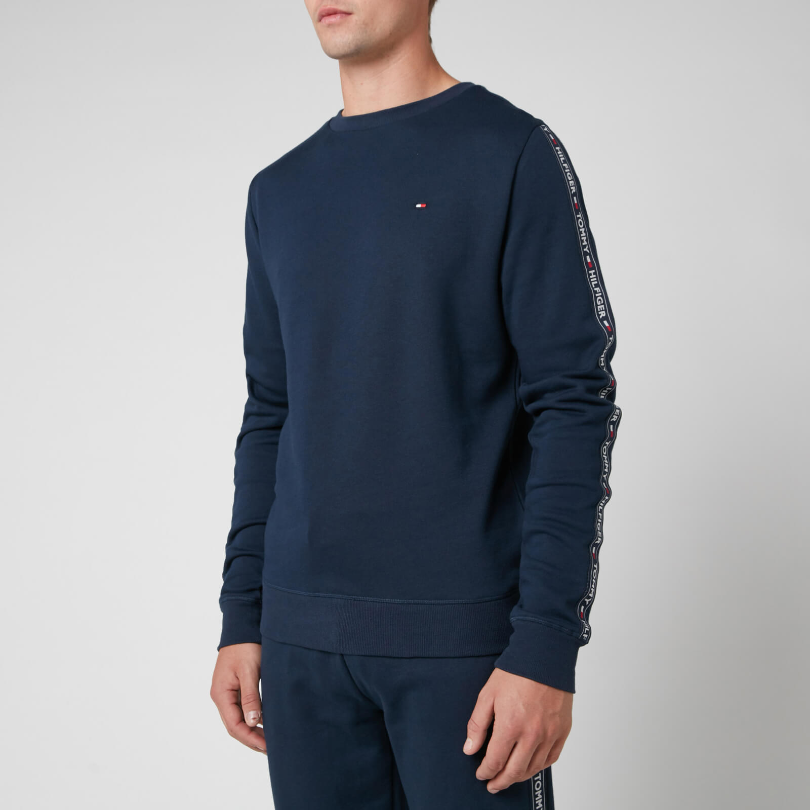 Tommy hilfiger tape sweatshirt navy discount