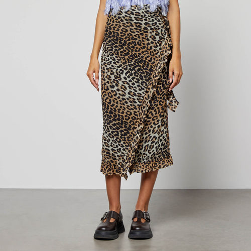 Ganni Leopard Print Mesh Wrap...