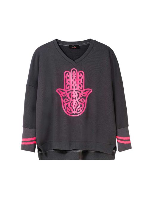 Sweatshirt, anthrazit-pink